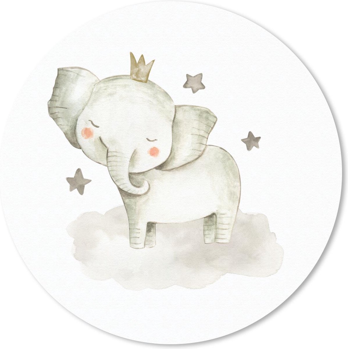 Muismat rond 40x40 cm - Mousepad Jungle - Olifant - Kroon - Ronde muismatten