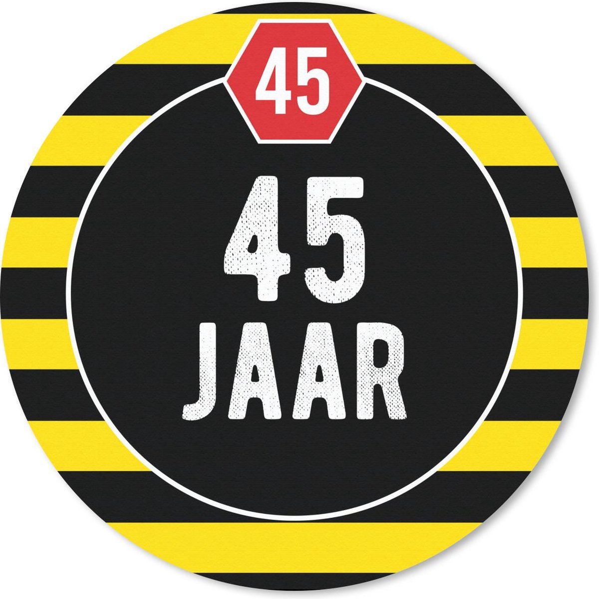 Muismat rond 30x30 cm - Mousepad Jubileum - 45 Jaar - Geel - Ronde muismatten