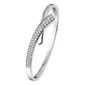 The Jewelry Collection Bangle Scharnier Zirkonia 12 X 60 mm - Zilver Gerhodineerd