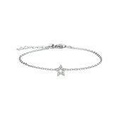 The Jewelry Collection Armband Ster Zirkonia 15,5 + 2,5 cm - Zilver