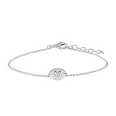 The Fashion Jewelry Collection Armband Letter V 1,3 mm 15,5 + 2,5 cm - Zilver