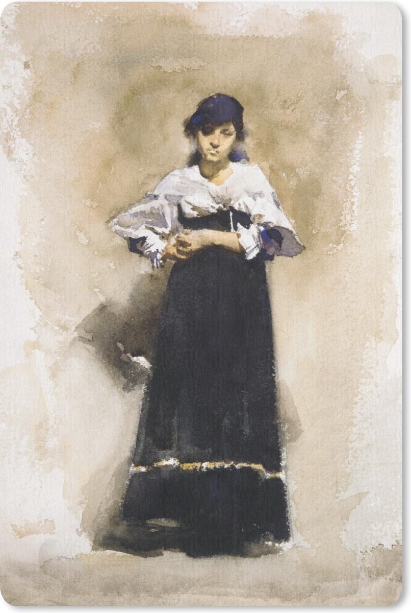 Muismat - Mousepad - Young woman with a black skirt early 1880s - John Singer Sargent - 18x27 cm