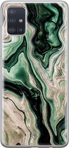 Samsung A51 hoesje siliconen - Groen marmer / Marble | Samsung Galaxy A51 case | groen | TPU backcover transparant