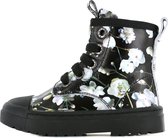 Shoesme zwarte bikerboot met witte grote bloemen