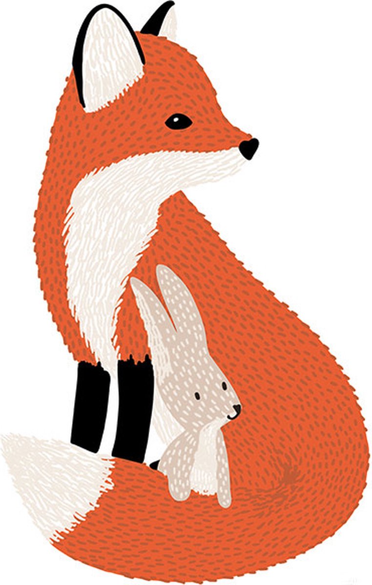 Lilipinso M. Fox muursticker Mr Fox & his friend