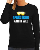 Apres ski trui Apres skieen kan ik wel zwart  dames - Wintersport sweater - Foute apres ski outfit/ kleding/ verkleedkleding L