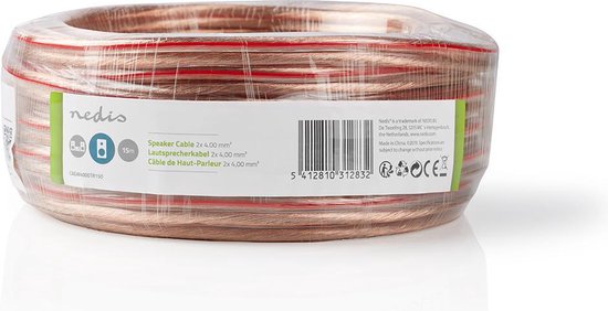 Nedis CAGW4000TR150, Aluminium cuivré (CCA), 15 m, Transparent