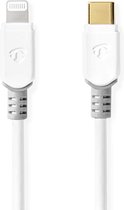 Nedis USB-Kabel | USB 2.0 | Apple Lightning 8-Pins | USB-C™ Male | 480 Mbps | Verguld | 1.00 m | Rond | PVC | Wit | Window Box