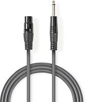 Nedis Ongebalanceerde Audiokabel | XLR 3-Pins Female | 6,35 mm Male | Vernikkeld | 10.0 m | Rond | PVC | Donkergrijs | Gift Box