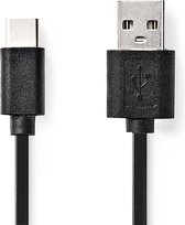 Nedis USB-Kabel - USB 2.0 - USB-A Male - USB-C Male - 15 W - 480 Mbps - Vernikkeld - 3.00 m - Rond - PVC - Zwart - Envelop