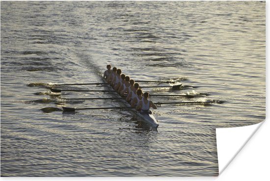 Affiche d'entraînement groupe de rameurs 180x120 cm - Tirage photo sur Poster (décoration murale salon / chambre) / Affiche Sport XXL / Groot format!