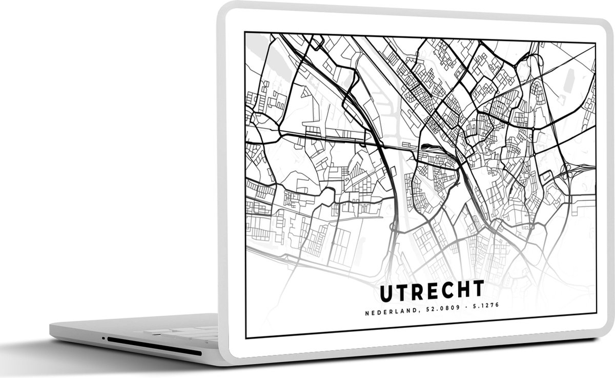 Laptop sticker - 15.6 inch - Kaart - Utrecht - Nederland - 36x27,5cm - Laptopstickers - Laptop skin - Cover