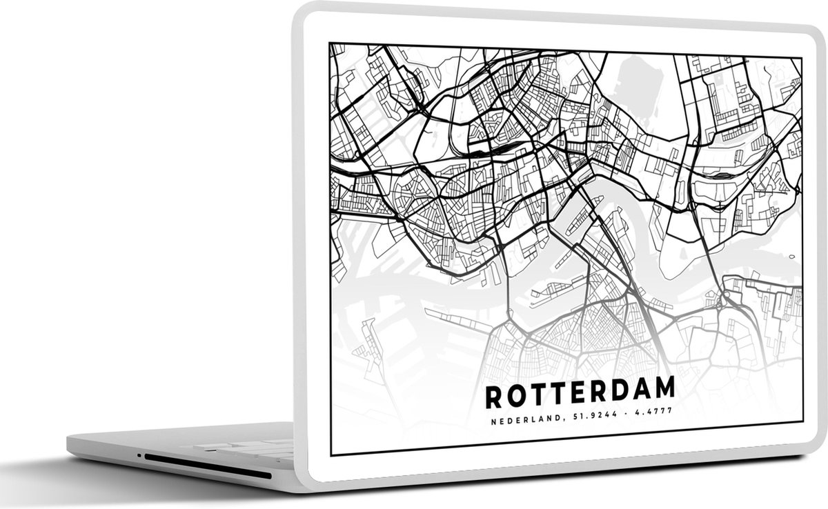 Laptop sticker - 10.1 inch - Kaart - Nederland - Rotterdam - 25x18cm - Laptopstickers - Laptop skin - Cover