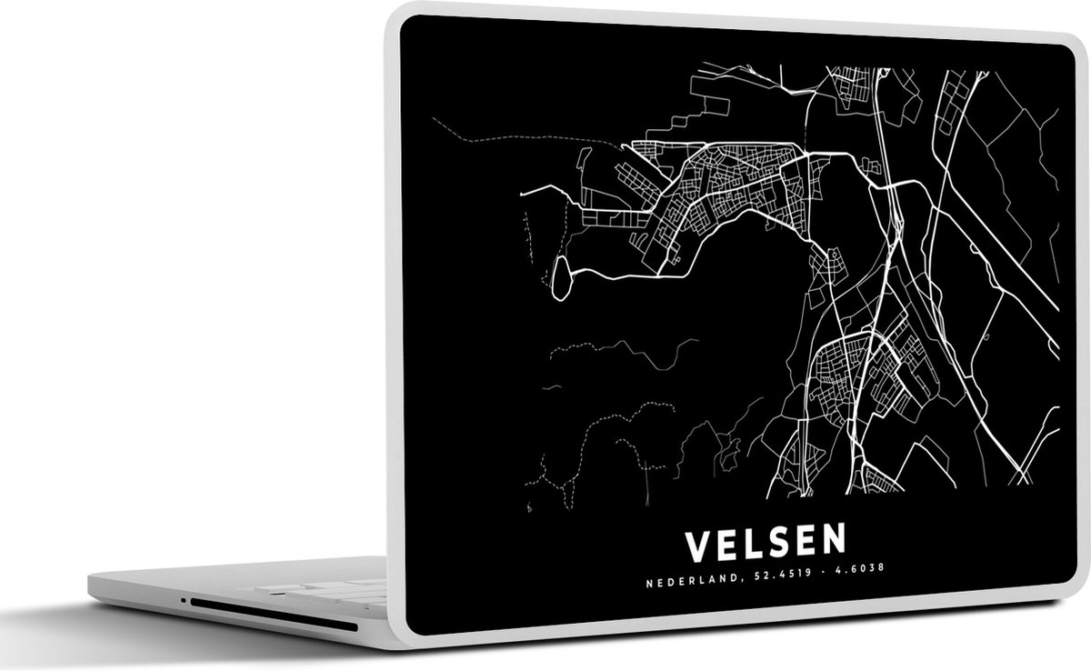 Laptop sticker - 11.6 inch - Kaart - Velsen - Zwart - 30x21cm - Laptopstickers - Laptop skin - Cover