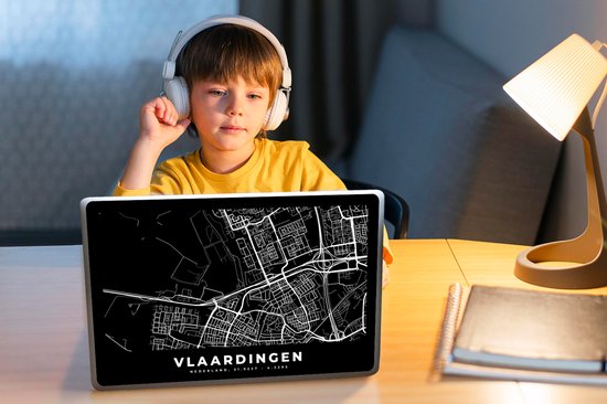 Autocollant pour ordinateur portable - 10,1 pouces - Carte - Vlaardingen - Zwart - 25x18cm - Autocollants pour ordinateur portable - Skin pour ordinateur portable - Couverture