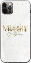 Geschikt voor iPhone 13 Pro Max hoesje - Kerst - Quotes - Merry Christmas - Spreuken - Goud - Siliconen Telefoonhoesje