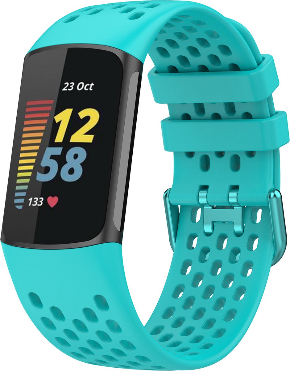 123watches sport point band - groenblauw - - Geschikt voor Fitbit Charge 5 & 6