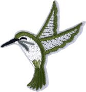 Kolibrie Vogel Strijk Embleem Patch Groen 6 cm / 7.5 cm / Groen Wit