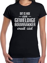 Dit is hoe een geweldige bouwvakker eruit ziet cadeau t-shirt zwart - dames - beroepen / cadeau shirt L