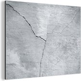 Décoration murale Métal - Aluminium Peinture Industrielle - Béton - Crack - Grijs - 160x120 cm - Dibond - Photo sur aluminium - Décoration murale industrielle - Pour le salon / chambre