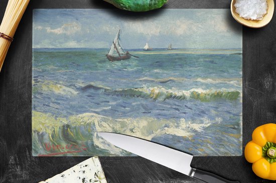 Planche à Découper en Verres - 39x28 - Paysage Marin aux Saintes-Maries-de-la- Mer - Vincent van Gogh - Planches à découper à Glas