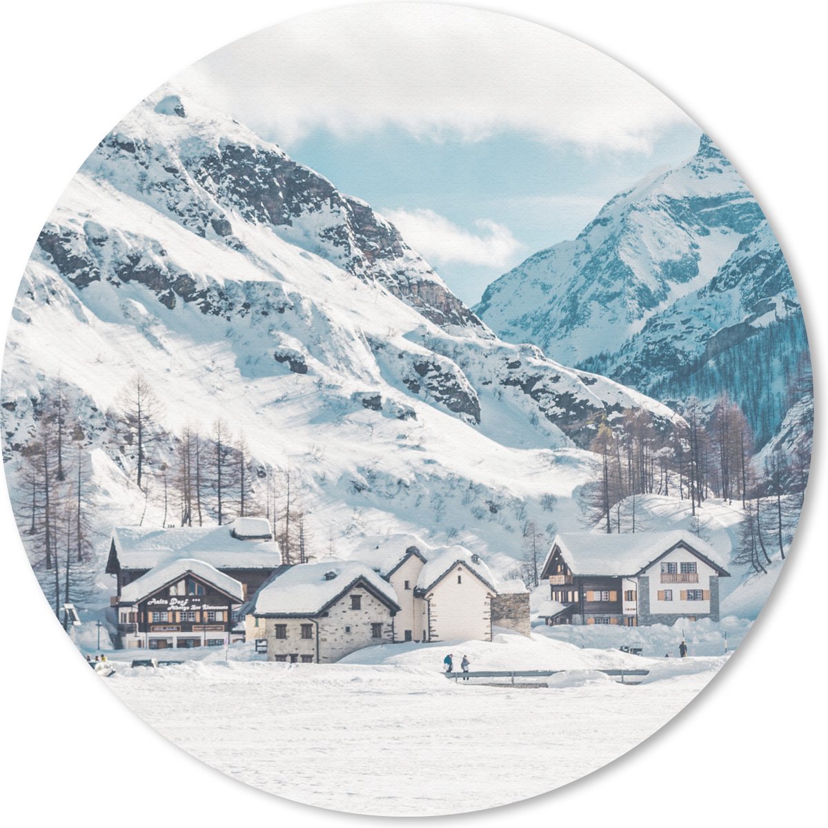 Muismat rond 20x20 cm - Mousepad Alpen - Sneeuw - Bergen - Ronde muismatten