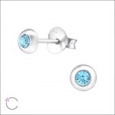 Aramat jewels ® - Oorstekers sterling zilver 4mm swarovski elements kristal licht blauw