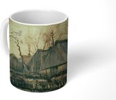 Mok - Koffiemok - Huizen met rieten daken - Vincent van Gogh - Mokken - 350 ML - Beker - Koffiemokken - Theemok