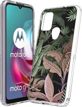 iMoshion Hoesje Geschikt voor Motorola Moto G30 / Moto G20 / Moto G10 Power / Moto G10 Hoesje Siliconen - iMoshion Design hoesje - Groen / Roze / Dark Jungle