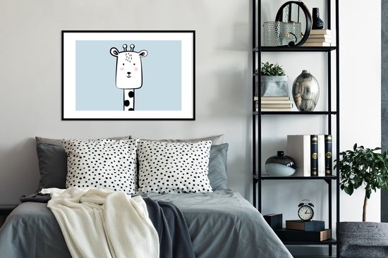 Fotolijst incl. Poster - Giraf - Dieren - Pastel - 90x60 cm - Posterlijst
