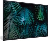 Fotolijst incl. Poster - Jungle - Bladeren - Groen - Blauw - 120x80 cm - Posterlijst