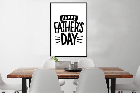 Photo dans le cadre - Présent pour la Vaderdag - HEUREUX DES DAY - Cadre photo blanc 60x90 cm - affiche dans le cadre (Décoration murale salon / chambre à coucher)