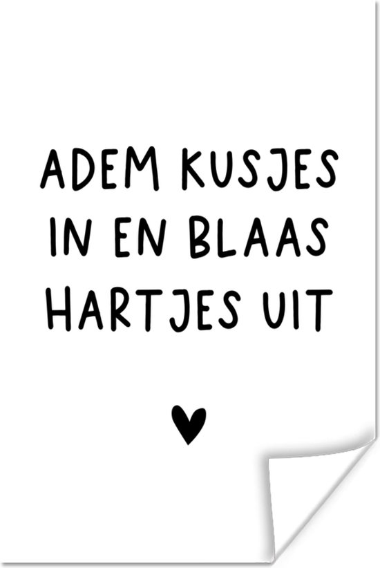 Poster Respire les baisers et souffle les coeurs - Dictons - Citations - 60x90 cm - Cadeau Vaderdag - Cadeau - Cadeau pour lui - Astuce - Hommes