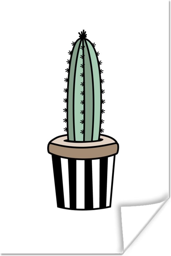 Poster Cactus - Bloempot - Design - 20x30 cm