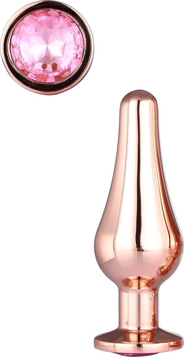 Goedkoopste Dream Toys - Gleaming Love Rose Gold Pleasure Plug met siersteen - S