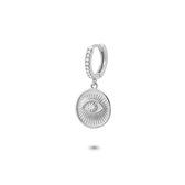 Twice As Nice Oorbel in zilver per stuk, oorring met oogje en zirkonia