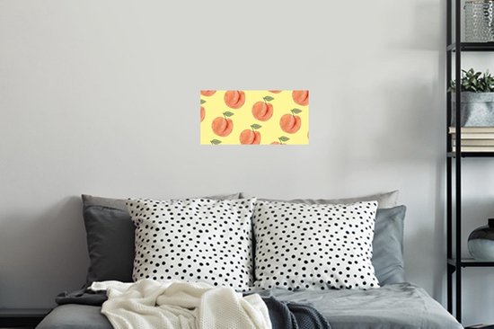 Stickers muraux - Pêches - Aquarelle - Jaune - 40x20 cm - Film Adhésif