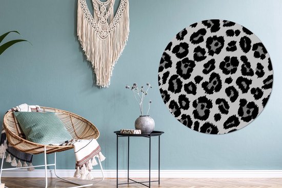 WallCircle - Wandcirkel ⌀ 120 - Panterprint op blauw - Ronde schilderijen woonkamer - Wandbord rond - Muurdecoratie cirkel - Kamer decoratie binnen - Wanddecoratie muurcirkel - Woonaccessoires XXL