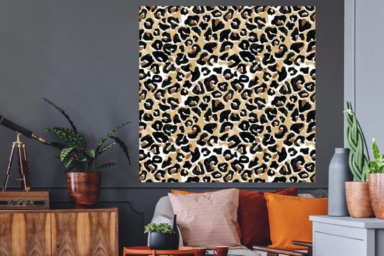 Stickers muraux - Film autocollant - Imprimé animalier - Panthère - Marron - Aquarelle - 120x120 cm - Film adhésif - Stickers muraux Chambre d'enfant - Papier peint autocollant XXL