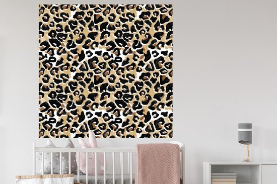 Stickers muraux - Film autocollant - Imprimé animalier - Panthère - Marron - Aquarelle - 120x120 cm - Film adhésif - Stickers muraux Chambre d'enfant - Papier peint autocollant XXL