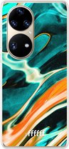 6F hoesje - geschikt voor Huawei P50 Pro -  Transparant TPU Case - Fresh Waves #ffffff