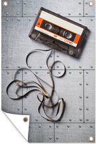 Tuindecoratie Cassettebandje - Lint - Retro - 40x60 cm - Tuinposter - Tuindoek - Buitenposter