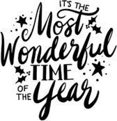 Raamsticker - Kerst - Most Wonderful Time of the Year - 30x28cm - Wit
