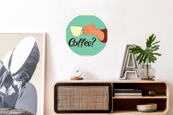 Sticker papier peint cercle mural turquoise vintage Café - ⌀ 30 cm - peinture ronde - cercle de papier peint - cercle mural - cercle vivant - autocollant et découpe ronde