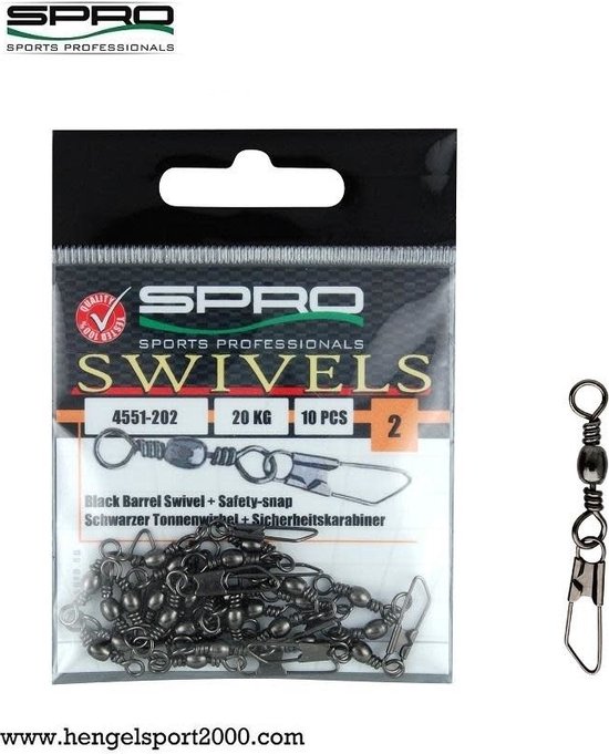 Spro Barrel Swivel+Safety-Snap - Maat 18 - Zwart van Spro — afbeelding 2