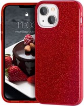 iPhone 13 Pro Max Hoesje Glitters Siliconen Rood - Glitter iPhone 13 Pro Max hoesje TPU Case - Cover