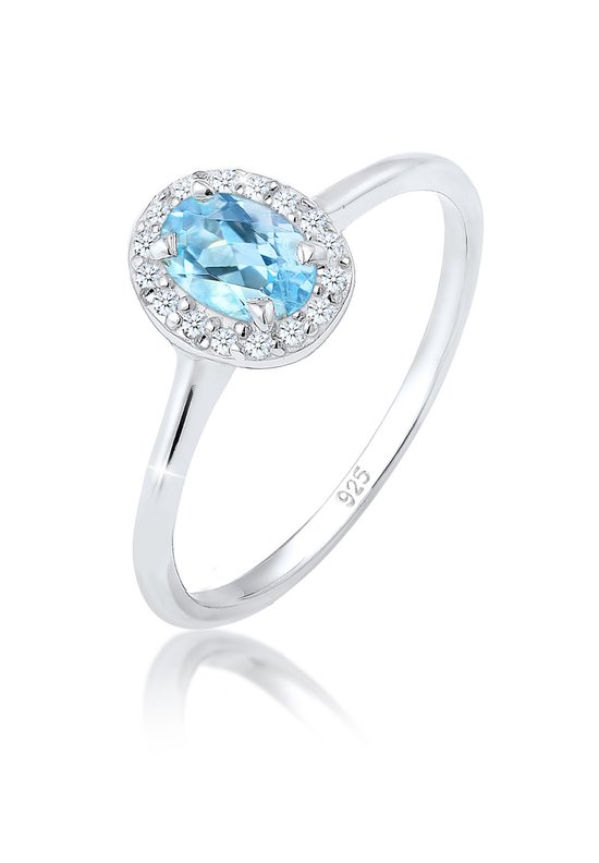 Elli PREMIUM Dames Ring Dames Verlovingsring Topaas met Diamant (0.08 ct.) in 925 Sterling Zilver