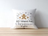 Sierkussen - Kerst Kussen Met Tekst: All I Want For Christmas Is You | Kerst Decoratie | Kerst Versiering | Grappige Cadeaus | Geschenk | Sierkussen