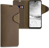 kalibri telefoonhoesje voor Samsung Galaxy A22 4G - Hoesje met pasjeshouder en standaard - bruin - Wallet case