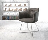 Gestoffeerde-stoel Elda-Flex met armleuning X-frame roestvrij staal antraciet vintage